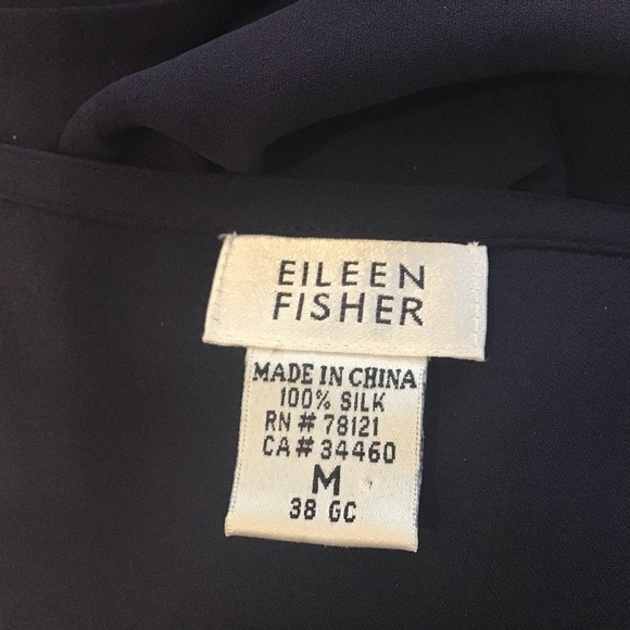 Eileen Fisher Navy Blue Scoop Neck Silk Sheathe Dress with Matching Jacket Sz M - Picture 10 of 15